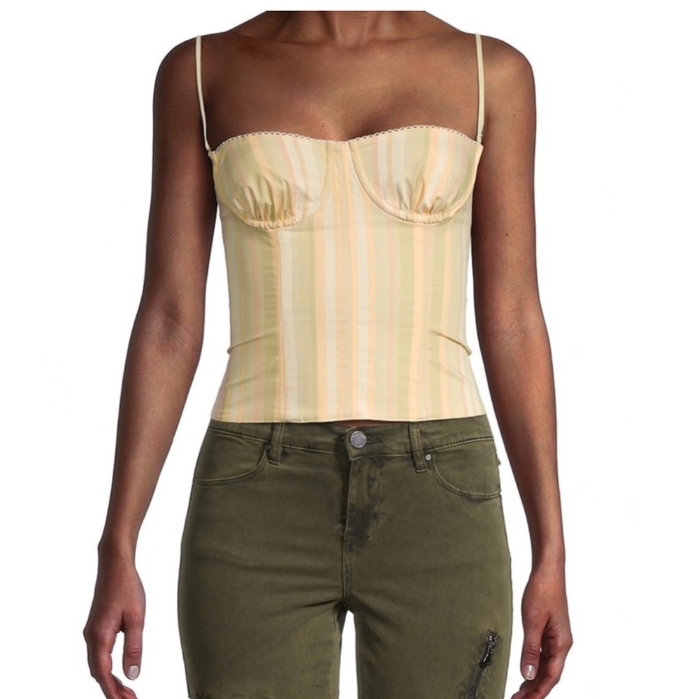 We Wore What Yellow Strapless Corset Top